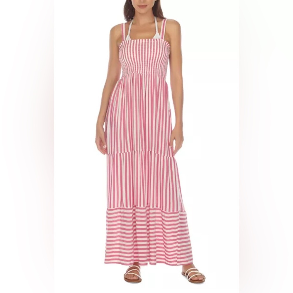 NWT Raviya Pink and White Smocked Dress, Small